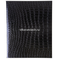 Тетрадь А5 48л клетка Croco черный бумвинил металлик на скобе