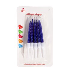 
          Набор свечей для торта Alingar, 7 см, 10 шт., с подставками. "Металлик" синий