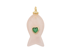 Подвеска "Рыбка" из розового кварца, 27мм
