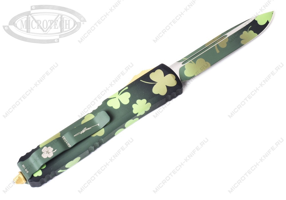 Нож Microtech Ultratech 121-1SPDS Green Lucky Clover - фотография 