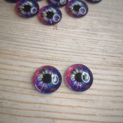 Глазки стеклянные круглые клеевые Розово-синие 16мм (2шт)