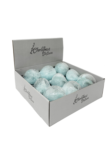 Набор шаров 8см 9шт ChristmasDeLuxe с голубым пером внутри