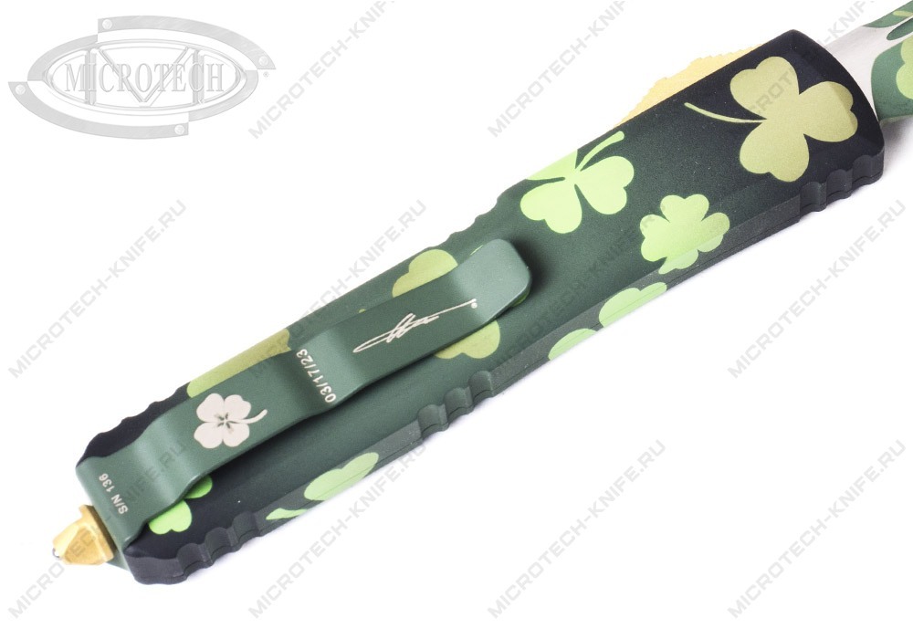 Нож Microtech Ultratech 121-1SPDS Green Lucky Clover - фотография 