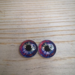 Глазки стеклянные круглые клеевые Розово-синие 16мм (2шт)