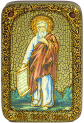 Инкрустированная икона Пророк Илия Фесвитянин 15х10см на натуральном дереве, в подарочной коробке