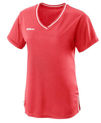 Женская теннисная футболка Wilson Team II V-Neck W - fiery cotal