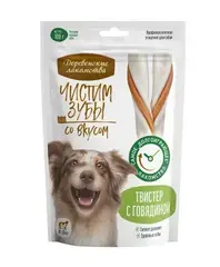 Деревенские лакомства чистим зубы для собак твистер с говядиной 100г
