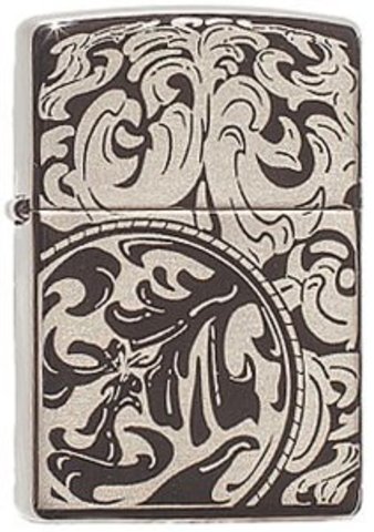 Зажигалка Zippo Magnifying Scrolls с покрытием Black Ice, латунь/сталь, чёрная, глянцевая, 36х12х56 мм (150 Magnifying Scrolls) | Wenger-Victorinox.Ru