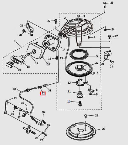 Пружина троса блокировки стартера для лодочного мотора T9.8 Sea-PRO