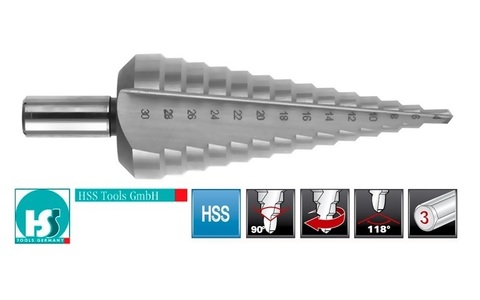 Сверло ступенчатое 4-12мм HSS H-Tools 1380-10412