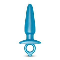 Голубая анальная пробка с кольцом Sleek Tapered Silicone Plug - 15 см. - 