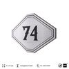 Номерок на дверь квартиры 74, для кабинета, офиса, шильдик 9 х 7 см, серебристый, Айдентика Технолоджи