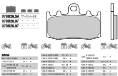 Передние тормозные колодки для мотоцикла BMW BREMBO 07BB26SA (FDB2125)
