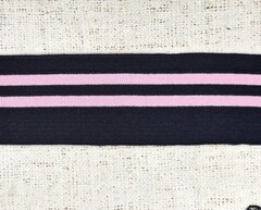 Подвязы трикотажные, ш. 7 см, L 130 см, чёрный/розовый