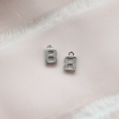 Буква B, родий, 8 мм, 1 шт, П754
