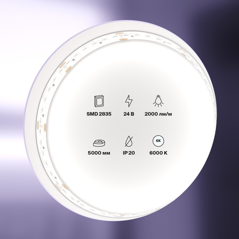 Светодиодная лента Maytoni 24В 2835 20Вт/м 6000K 5м IP20