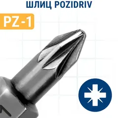 Бита отверточная ПРАКТИКА Профи PZ-1 х 25мм (2шт), (035-608)