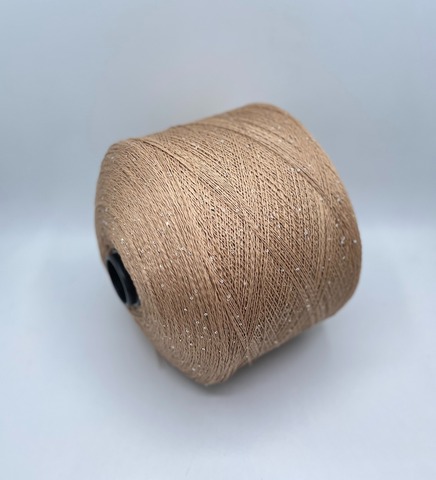 Бобинная пряжа (пр.Италия),Linette Pailletes, 450/100гр, 80% Лен, 20% Полиэстер(пайетка), цвет-Золотая рожь+пайетка. арт.36743