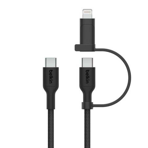 Кабель Belkin 2in1 60W USB-C & Lightning To USB-C Braided Cable, 1,5м, черный