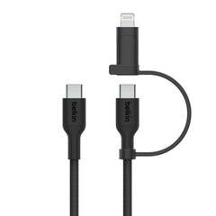 Кабель Belkin 2in1 60W USB-C & Lightning To USB-C Braided Cable, 1,5м, черный