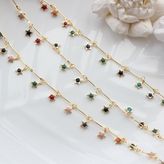 Цепочка с цветными звездами 6 мм, позолота, 50 см, А055