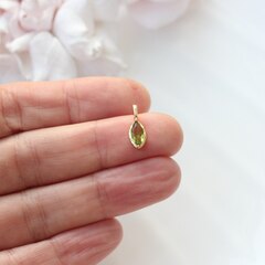 Подвеска Маркиз со светло-зелёным фианитом, 14*5 мм, позолота, П401