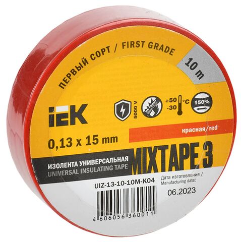 MIXTAPE BASIC Изолента 0,13х15мм красная 10м IEK