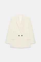 ZARA ДВУБОРТНЫЙ БЛЕЙЗЕР ОВЕРСАЙЗ, ЖЕЛТОВАТО-БЕЛЫЙ