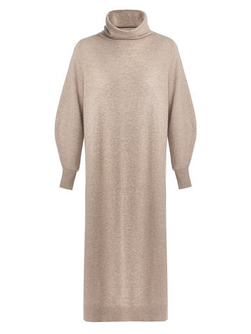 Женское платье бежевого цвета из шерсти и кашемира - фото 1