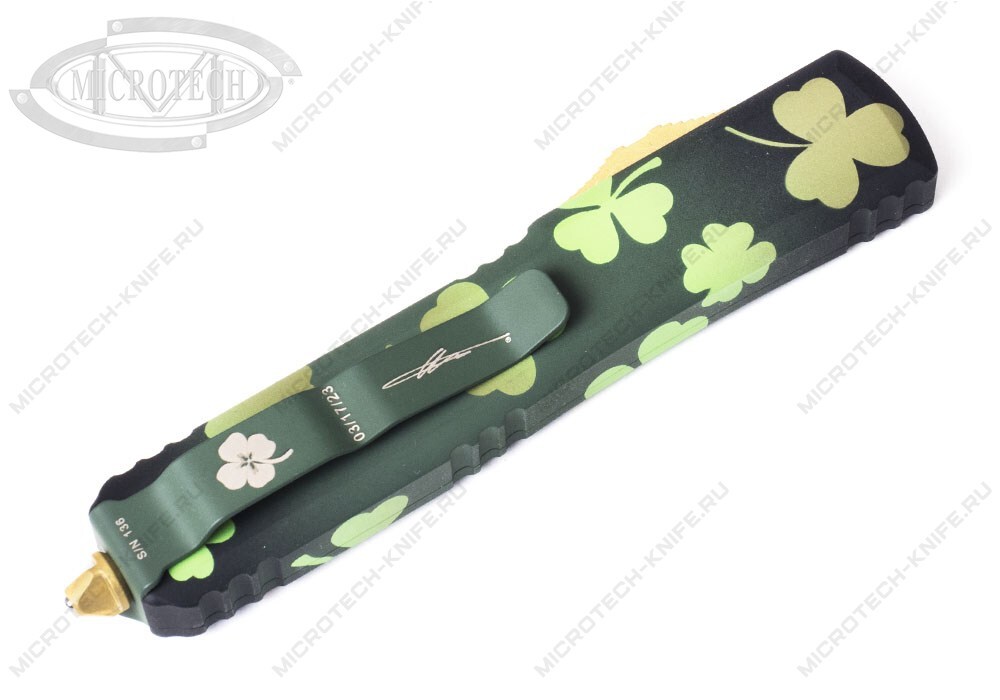 Нож Microtech Ultratech 121-1SPDS Green Lucky Clover - фотография 