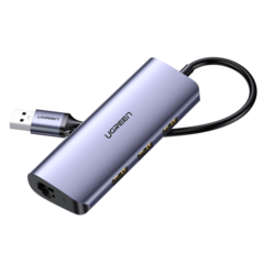 USB-хаб UGREEN CM252 USB-C Multifunction Adapter Ethernet провод, серый