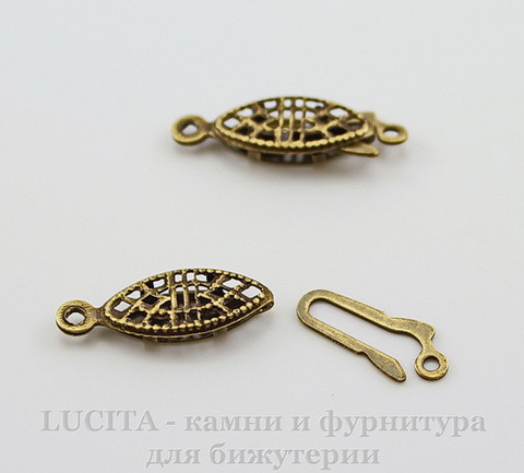 Винтажный элемент - замок из 2х частей с филигранью 20х6,5 мм (оксид латуни)