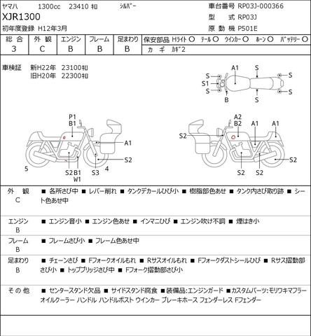 аукцион аукционный лист аукционник Yamaha XJR1300 XJR 1300 из Японии