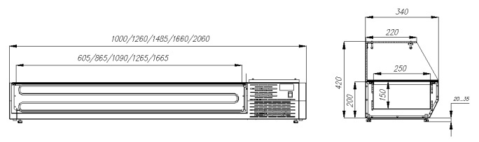 Витрина для ингредиентов POLUS A30 SM 1,3-G 0430