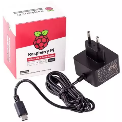 Raspberry Pi 4 Model B Блок питания Official Power Supply Retail, Black, 5.1V, 3A, Cable 1.5 m, USB Type С output jack, для Raspberry Pi 4 B (187-3417)(187-3425) (914886)(RASP4232)(RASP4234) 187-3425