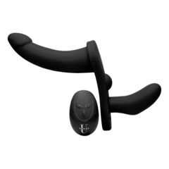 Черный вибрострапон Double Take 10X Double Penetration Vibrating Strap-on Harness - 