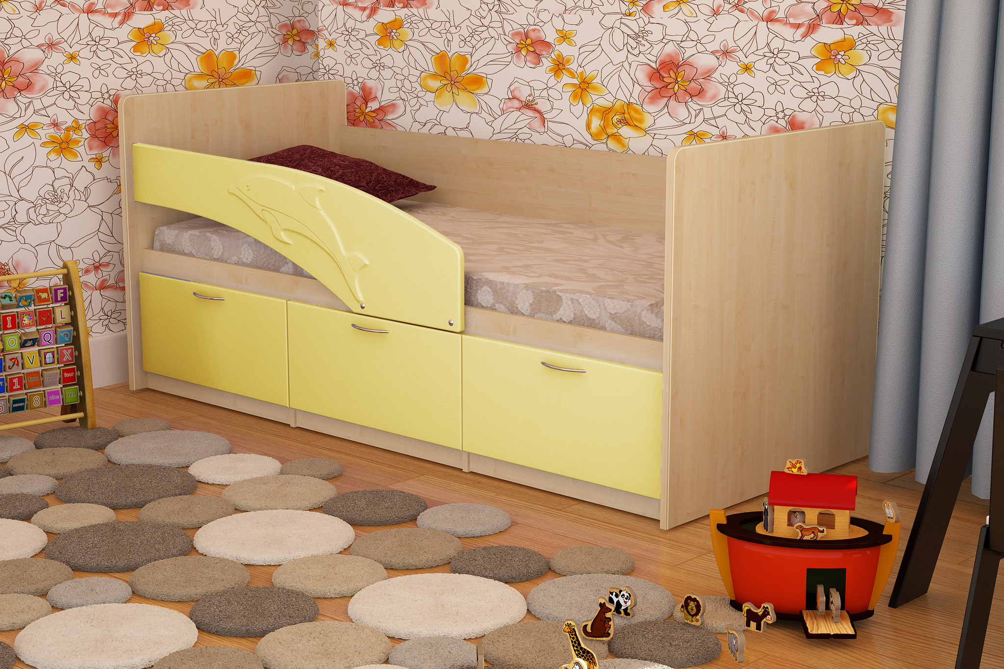 детская кровать с бортиком бабочки
