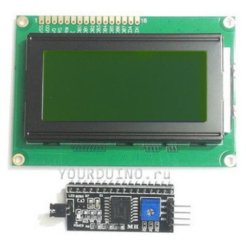 Дисплей LCD1604 (зеленый) + I2C Конвертер