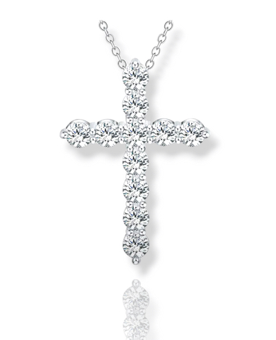 11205- Серебряный крестик 2 см с цирконами бриллиантовой огранки