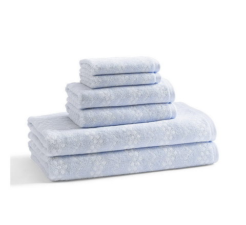 Полотенце 30х46 Kassatex Wavy Whisper Blue голубое