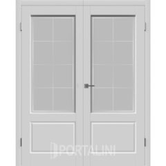 Купить Двустворчатая дверь эмаль VFD Sheffield Cotton серая остеклённая