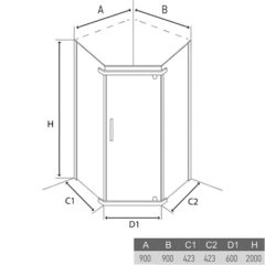 ДУШЕВОЙ УГОЛОК ALEX BAITLER AB215-90 900x900x2000
