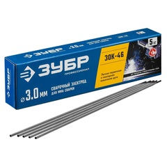 ЗУБР Д 3.0 х 350 мм, 5 кг в коробке, ЗОК-46 рутил-целлюлозный, электрод сварочный, Профессионал (40035-3.0)