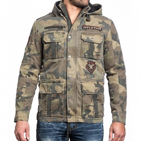 Afflction | Куртка мужская Rusty Break Jacket 110OW236 перед на модели