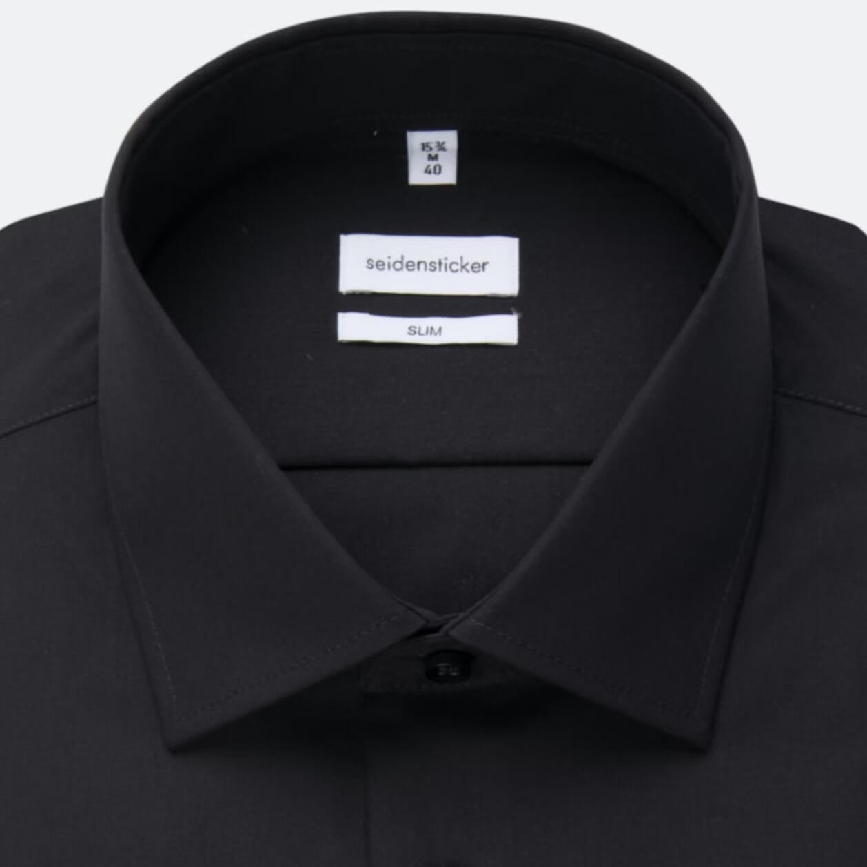 Сорочка мужская Seidensticker Slim Fit 01.675198-39 черная из поплина