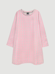 Платье трапеция Mjölk Клетка розовая, с длинным рукавом