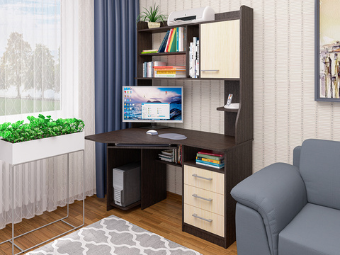 Компьютерный стол угловой СК-25 венге / дуб молочный