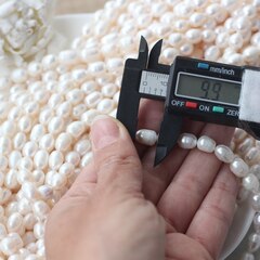 Жемчуг натуральный речной, рис, 7,9-10,1 мм, 1 нить, Ж028