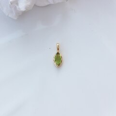 Подвеска Маркиз со светло-зелёным фианитом, 14*5 мм, позолота, П401