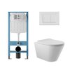 Aqueduto AQDS356T AQD комплект: TECNICA Novo Система инсталляции для подвесного унитаза, QUADRADO Панель смыва, белый глянцевый, CONE Tornado Унитаз подвесной 525*360 безободковый, Tornado, сиденье с микролифтом, белый глянцевый